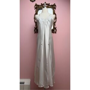 California Dynasty White Rosette Double Strap Princess Nightgown Lingerie Dress